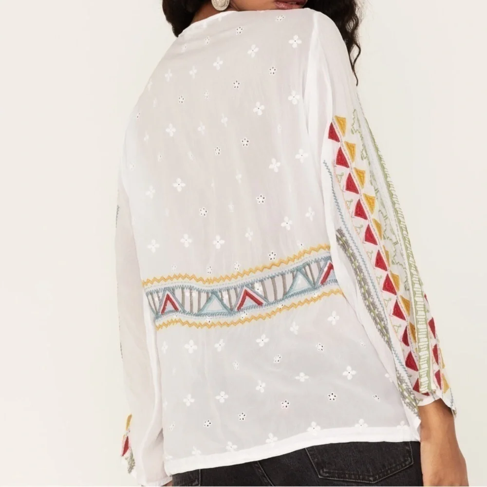JOHNNY WAS EZRA HEAVILY EMBROIDERED BLOUSE TUNIC NWT - Picture 7 of 13
